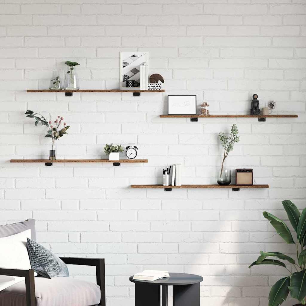 Boekenplank Bord Bruin 4 Stuks - 100x10x1.5cm Bewerkt Hout (33% Korting)