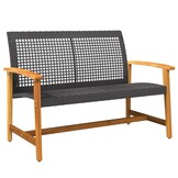 vidaXL Tuinbank 112 cm polyrotan & acaciahout zwart - 34% korting