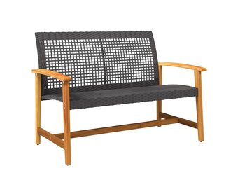 vidaXL Tuinbank 112 cm polyrotan & acaciahout zwart - 34% korting