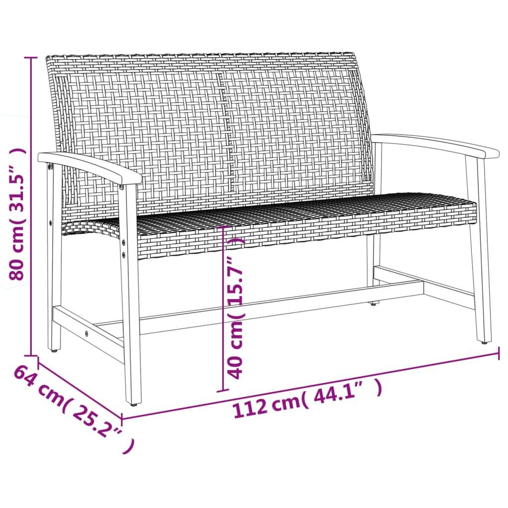 vidaXL Tuinbank 112 cm polyrotan & acaciahout zwart - 34% korting