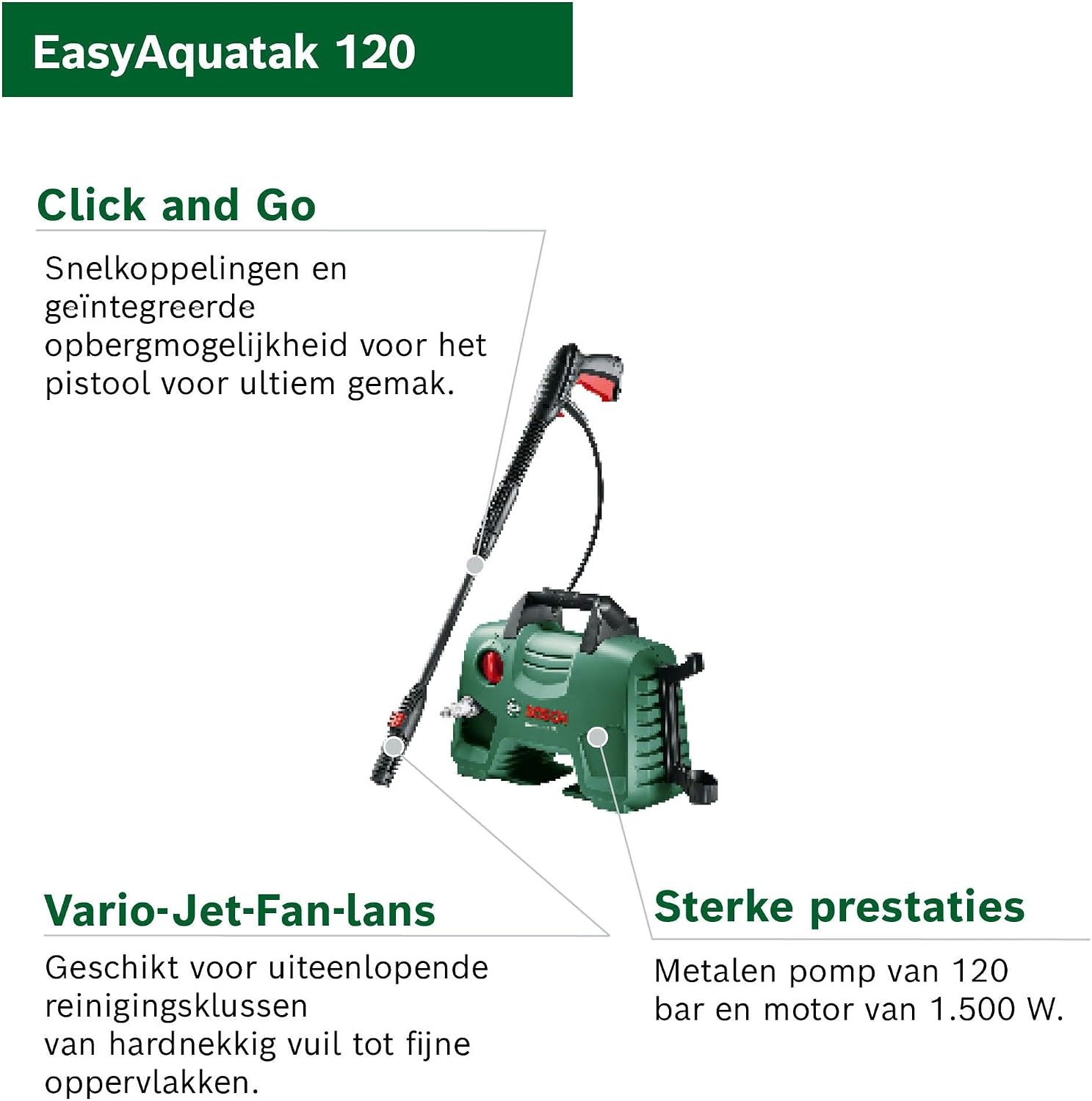 Bosch Hogedrukreiniger EasyAquatak 120 | 1500W | 34% Korting