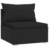 vidaXL Tuinmiddenbank met Kussens - Poly Rattan Zwart (34% Korting)
