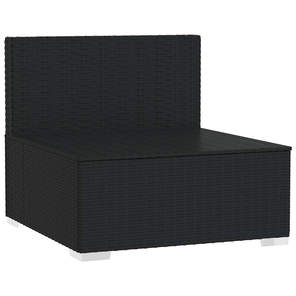 vidaXL Tuinmiddenbank met Kussens - Poly Rattan Zwart (34% Korting)