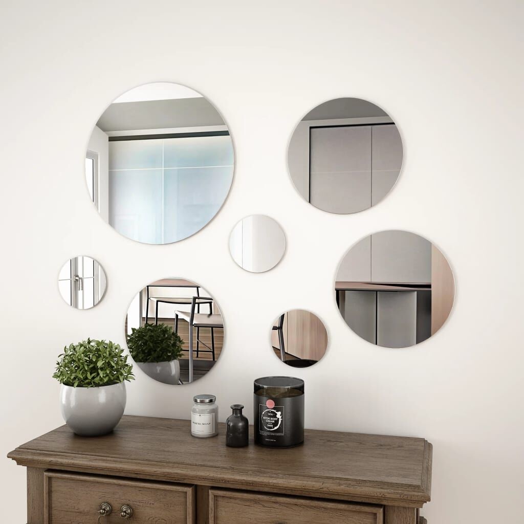 VidaXL Wandspiegelset Rond Glas 7-delig - 51% Korting