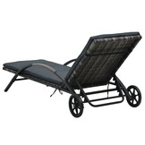 Antraciet Poly Rattan Ligbed met Kussen en Wieltjes - 35% Korting