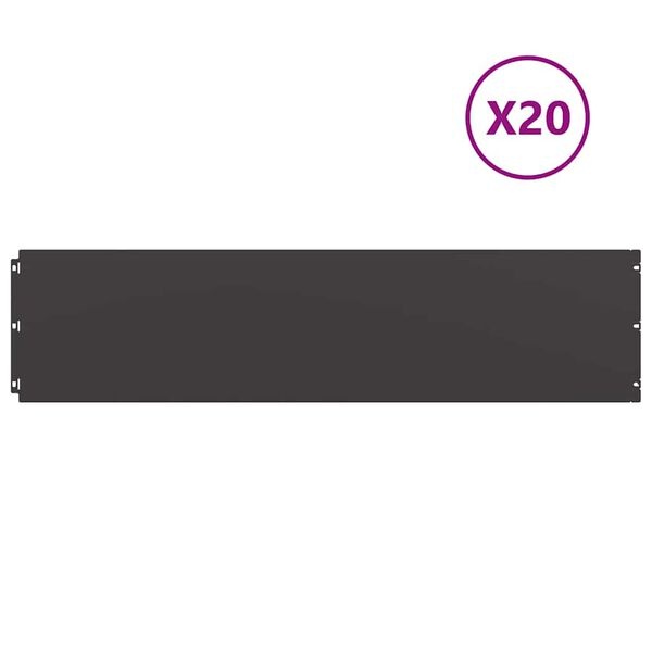 vidaXL Gazonrand 20 st 25 x 103 cm Koudgewalst staal Zwart