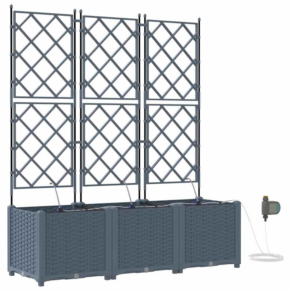 vidaXL Plantenbak 3 st Lichtgrijs 120 x 40 x 142 cm PP