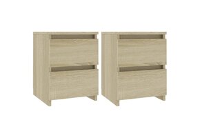 vidaXL Nachtkastjes 2 st 30x30x40 cm bewerkt hout sonoma eikenkleurig