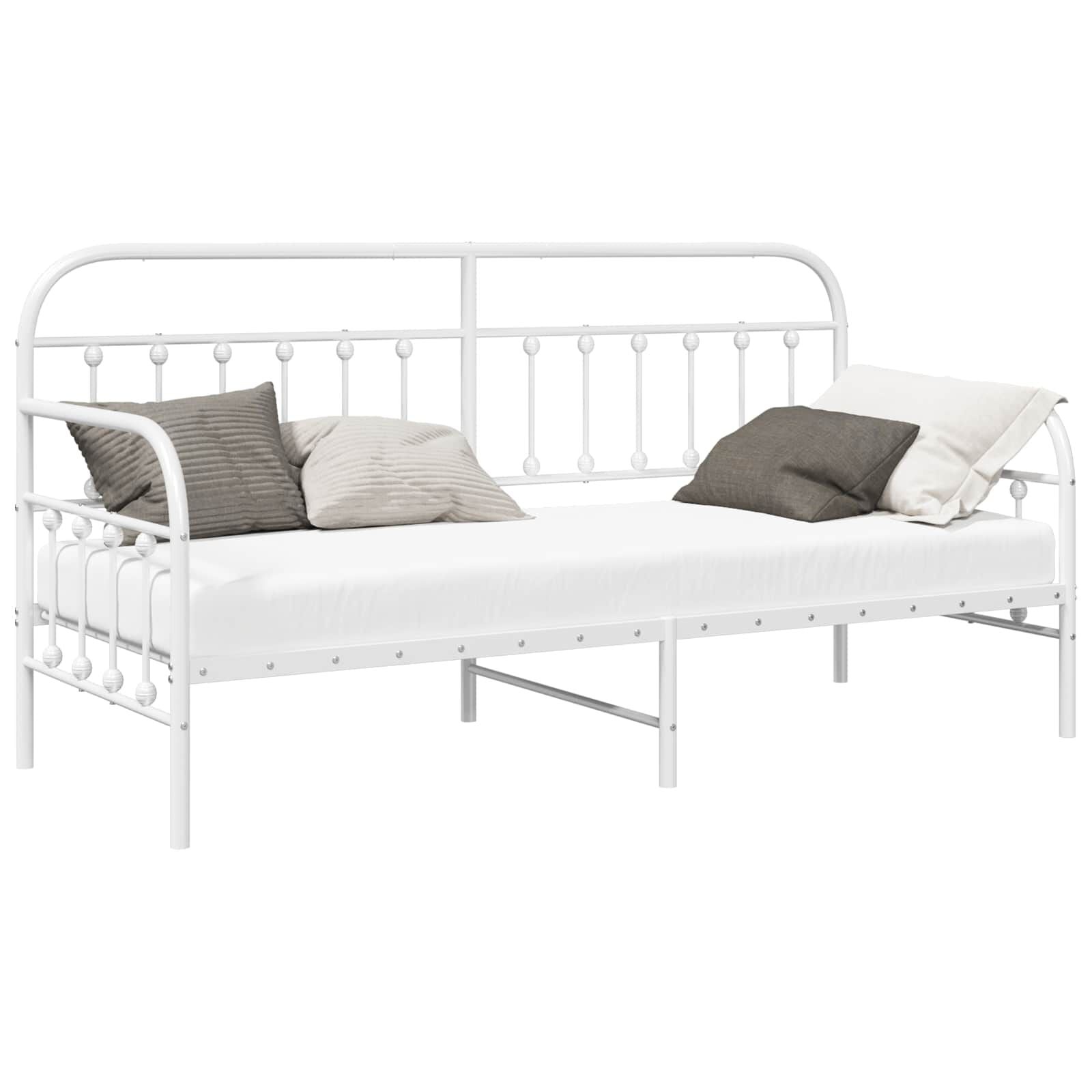 Wit Daybed Frame van Gepoedercoat Staal, 75 x 190 cm - 61% Korting