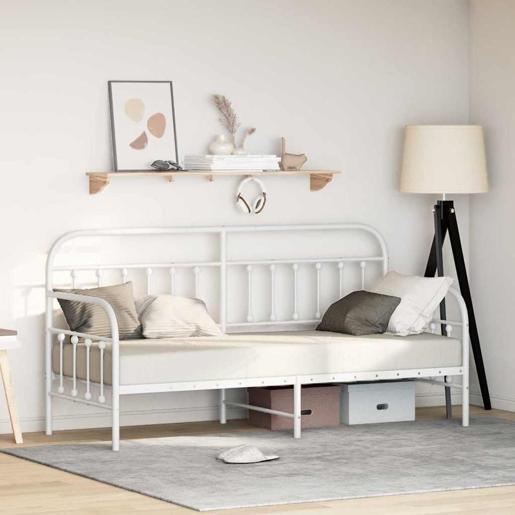 Wit Daybed Frame van Gepoedercoat Staal, 75 x 190 cm - 61% Korting