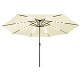 vidaXL Parasol met LED-verlichting 400 cm zandkleurig
