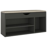VidaXL Schoenenbank met Kussen, 104x30x49 cm, Bewerkt Hout, Grijs - 35% Korting