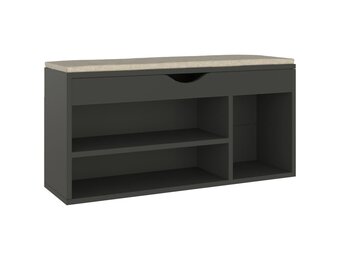 VidaXL Schoenenbank met Kussen, 104x30x49 cm, Bewerkt Hout, Grijs - 35% Korting