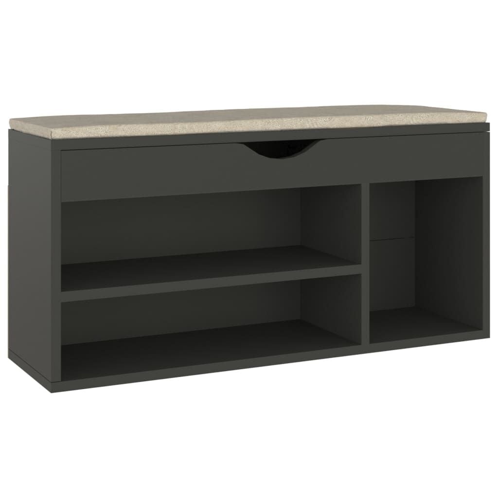 VidaXL Schoenenbank met Kussen, 104x30x49 cm, Bewerkt Hout, Grijs - 35% Korting