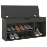 VidaXL Schoenenbank met Kussen, 104x30x49 cm, Bewerkt Hout, Grijs - 35% Korting