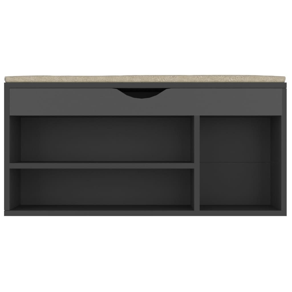 VidaXL Schoenenbank met Kussen, 104x30x49 cm, Bewerkt Hout, Grijs - 35% Korting