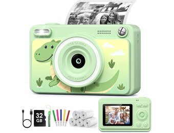 Kinder Direct Print Camera Groen - 1080p, 32GB, 5 Rollen Papier