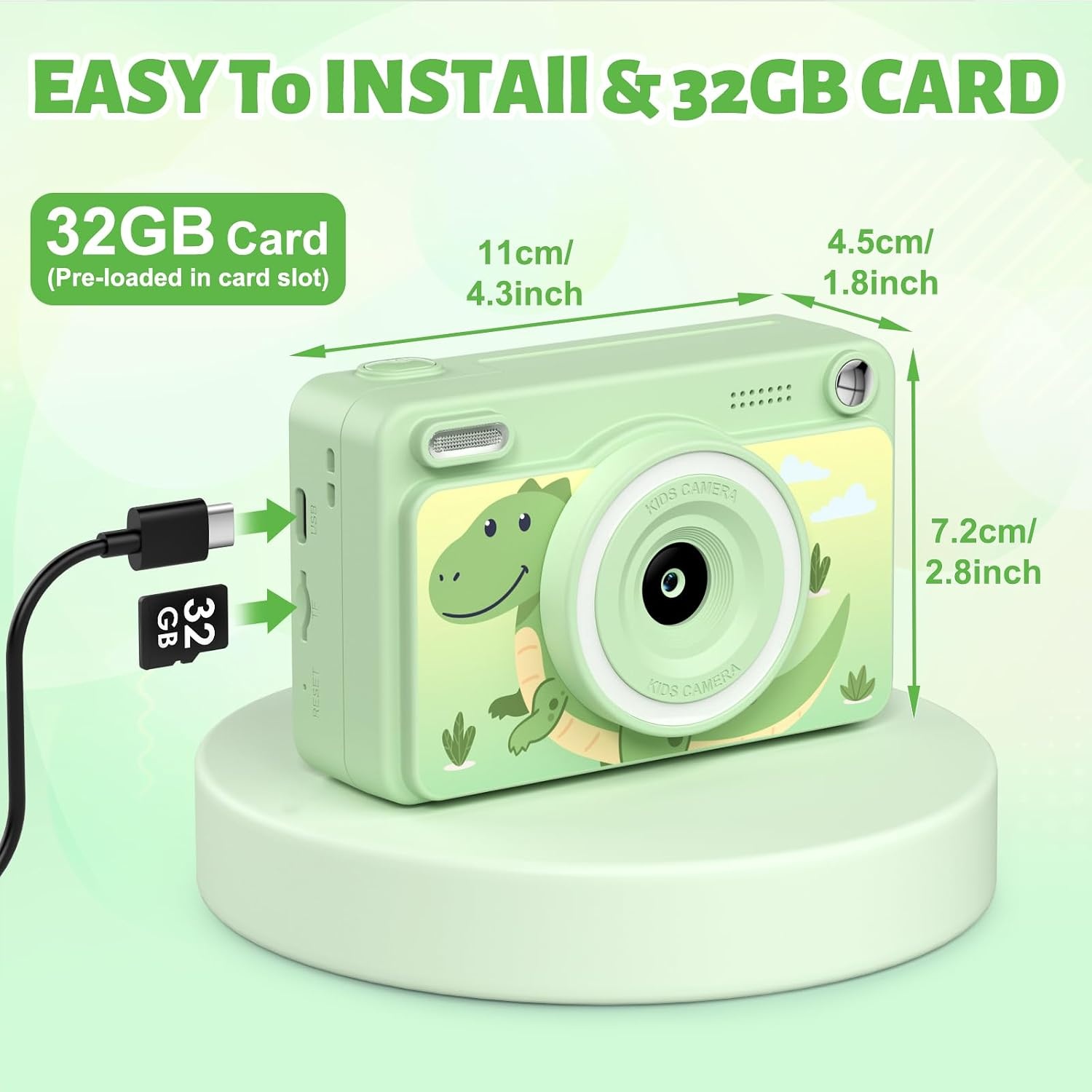 Kinder Direct Print Camera Groen - 1080p, 32GB, 5 Rollen Papier