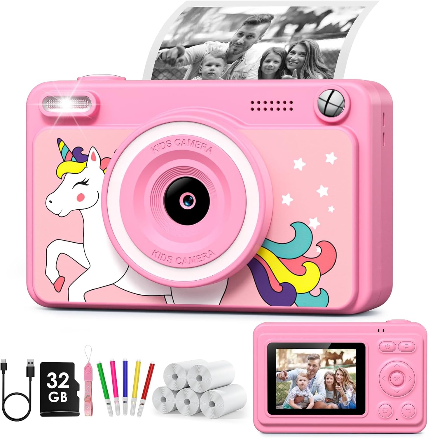 Kinder Direct Print Camera Groen - 1080p, 32GB, 5 Rollen Papier