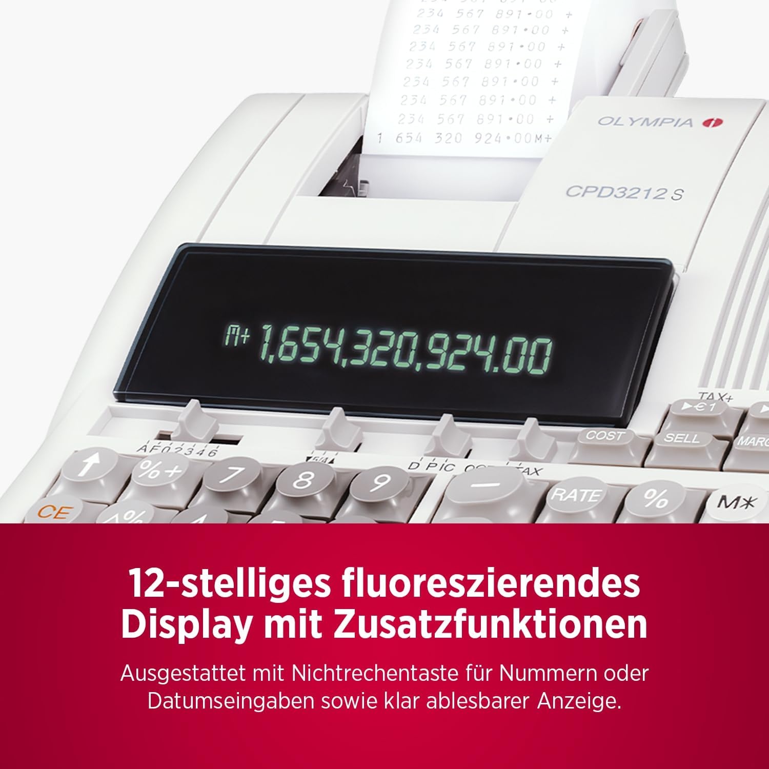 Olympia CPD 3212S Rekenmachine - 12 Cijfers | Fluorescerend Display | 34% Korting