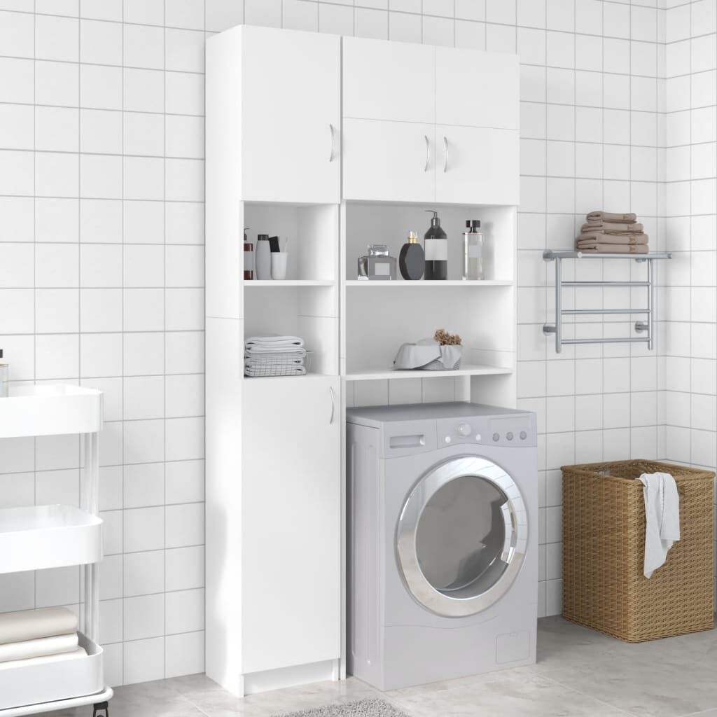Badkamerkast Wit 32x25,5x190 cm Bewerkt Hout - 34% Korting