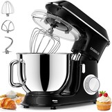 9.5L Keukenmachine kneedmachine 1500W, DOBBOR mixer met garde, deeghaak, klopper, spatbescherming, 7 snelheden planetair mengsysteem, stil en multifunctioneel