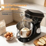 9.5L Keukenmachine kneedmachine 1500W, DOBBOR mixer met garde, deeghaak, klopper, spatbescherming, 7 snelheden planetair mengsysteem, stil en multifunctioneel