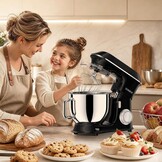 9.5L Keukenmachine kneedmachine 1500W, DOBBOR mixer met garde, deeghaak, klopper, spatbescherming, 7 snelheden planetair mengsysteem, stil en multifunctioneel