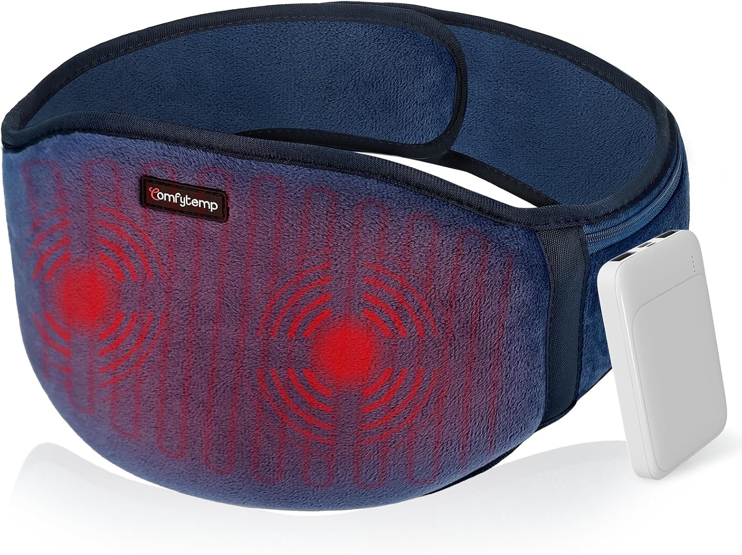 Comfytemp Draadloze Verwarmingsgordel met Vibratiemassage - Blauw - 18 x 147 cm