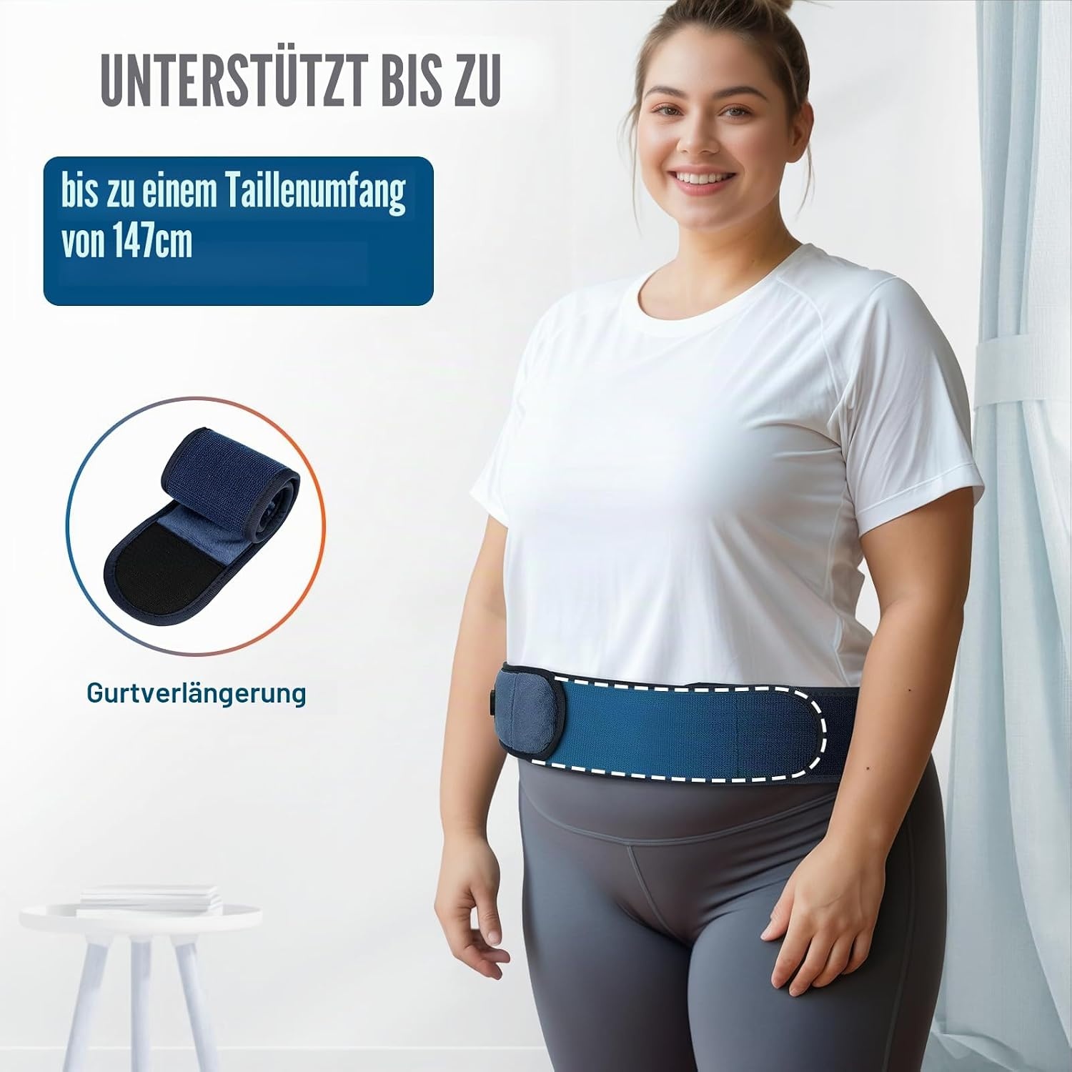 Comfytemp Draadloze Verwarmingsgordel met Vibratiemassage - Blauw - 18 x 147 cm