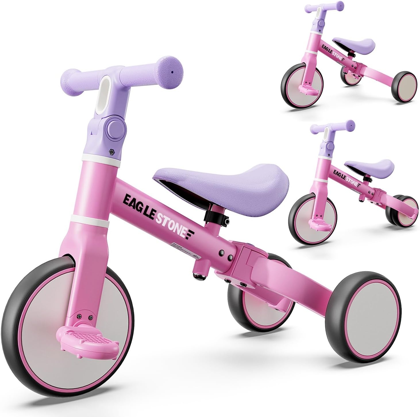 EagleStone 3-in-1 Loopfiets en Driewieler voor Kinderen - Roze - 18 maanden tot 4 jaar