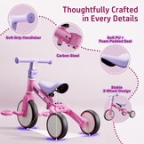 EagleStone 3-in-1 Loopfiets en Driewieler voor Kinderen - Roze - 18 maanden tot 4 jaar