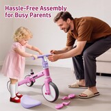 EagleStone 3-in-1 Loopfiets en Driewieler voor Kinderen - Roze - 18 maanden tot 4 jaar