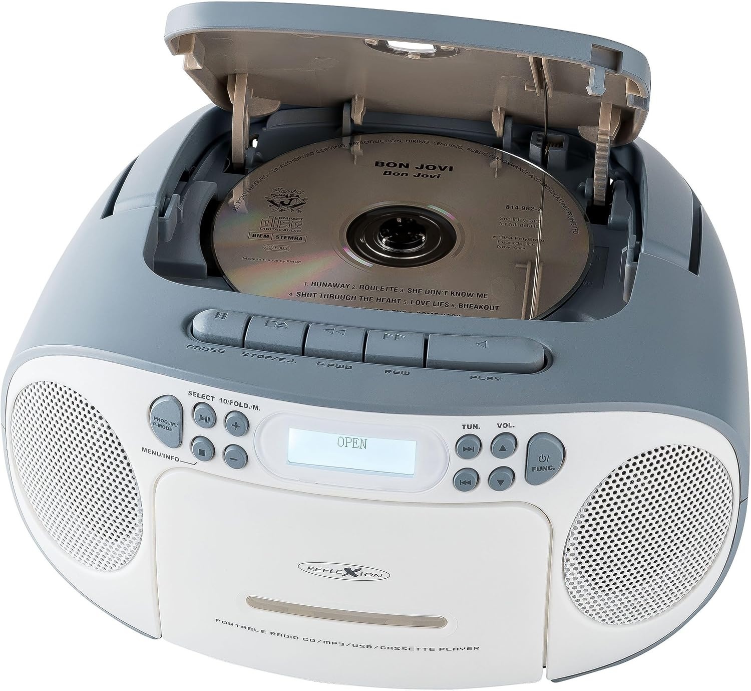 Reflexion RCR2260DAB/BL Draagbare Radio CD-Speler met Cassette en USB - Wit/Blauw