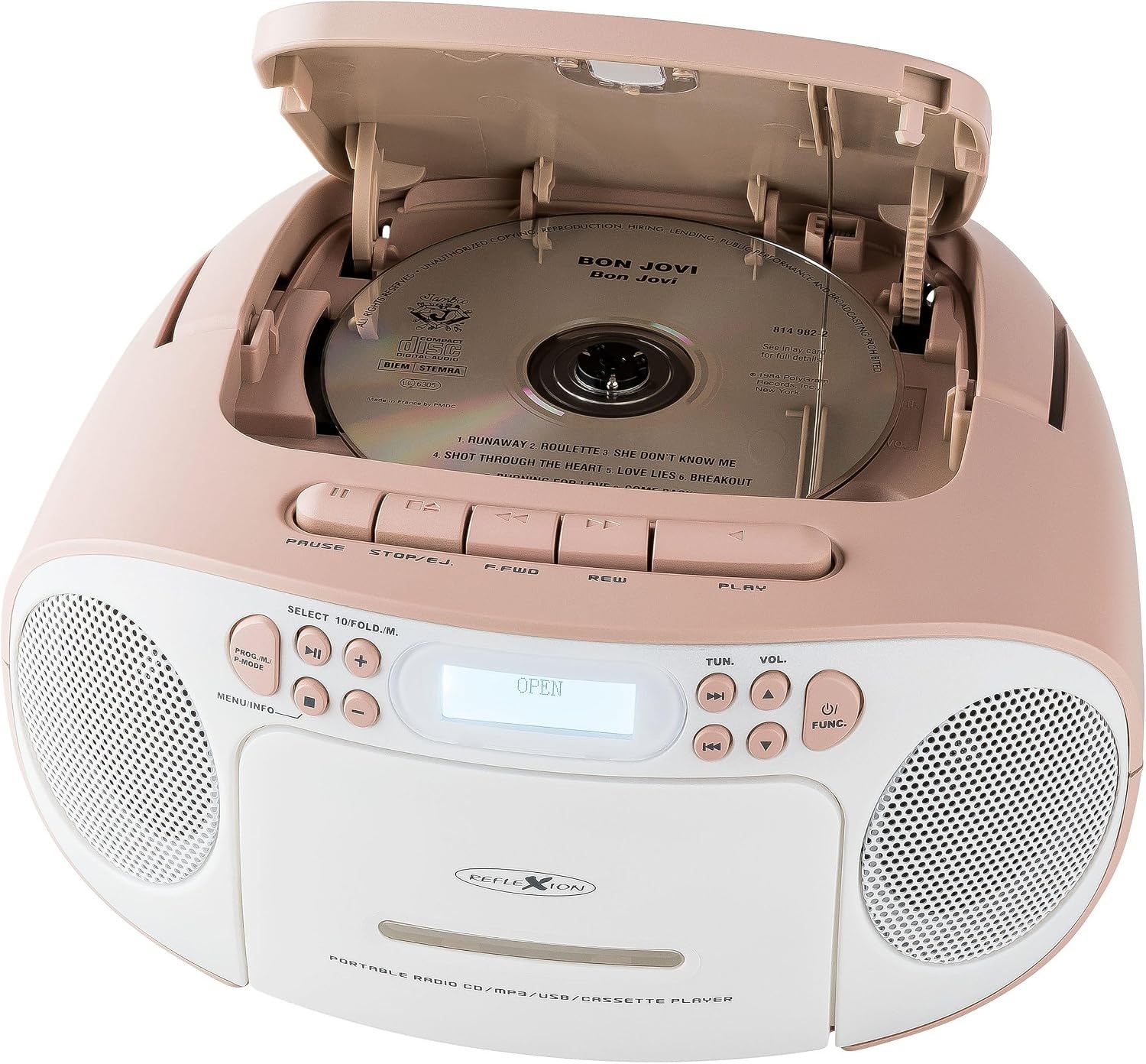 Reflexion RCR2260DAB/BL Draagbare Radio CD-Speler met Cassette en USB - Wit/Blauw