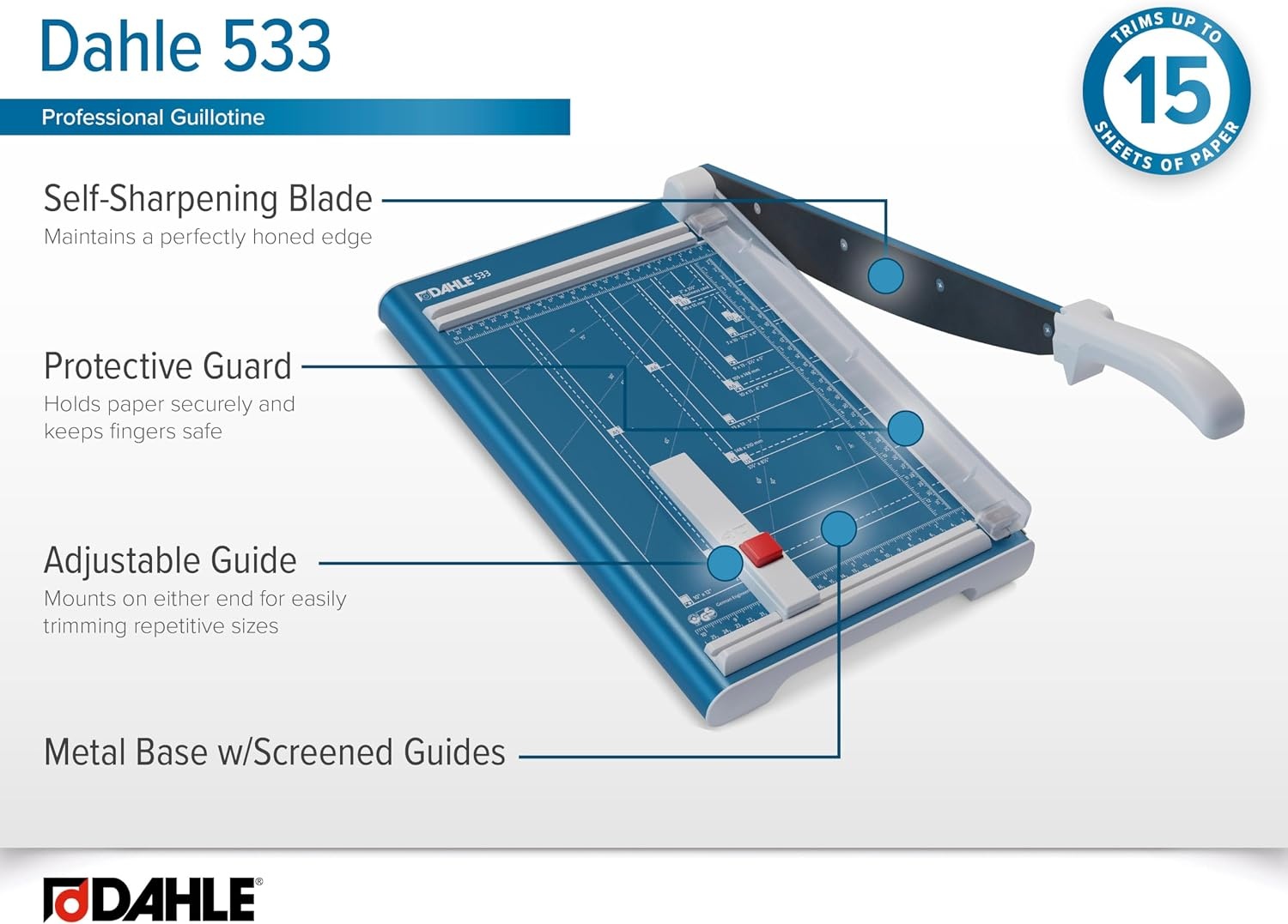 Dahle 533 hefboomsnijmachine blauw met snijlengte 340 mm