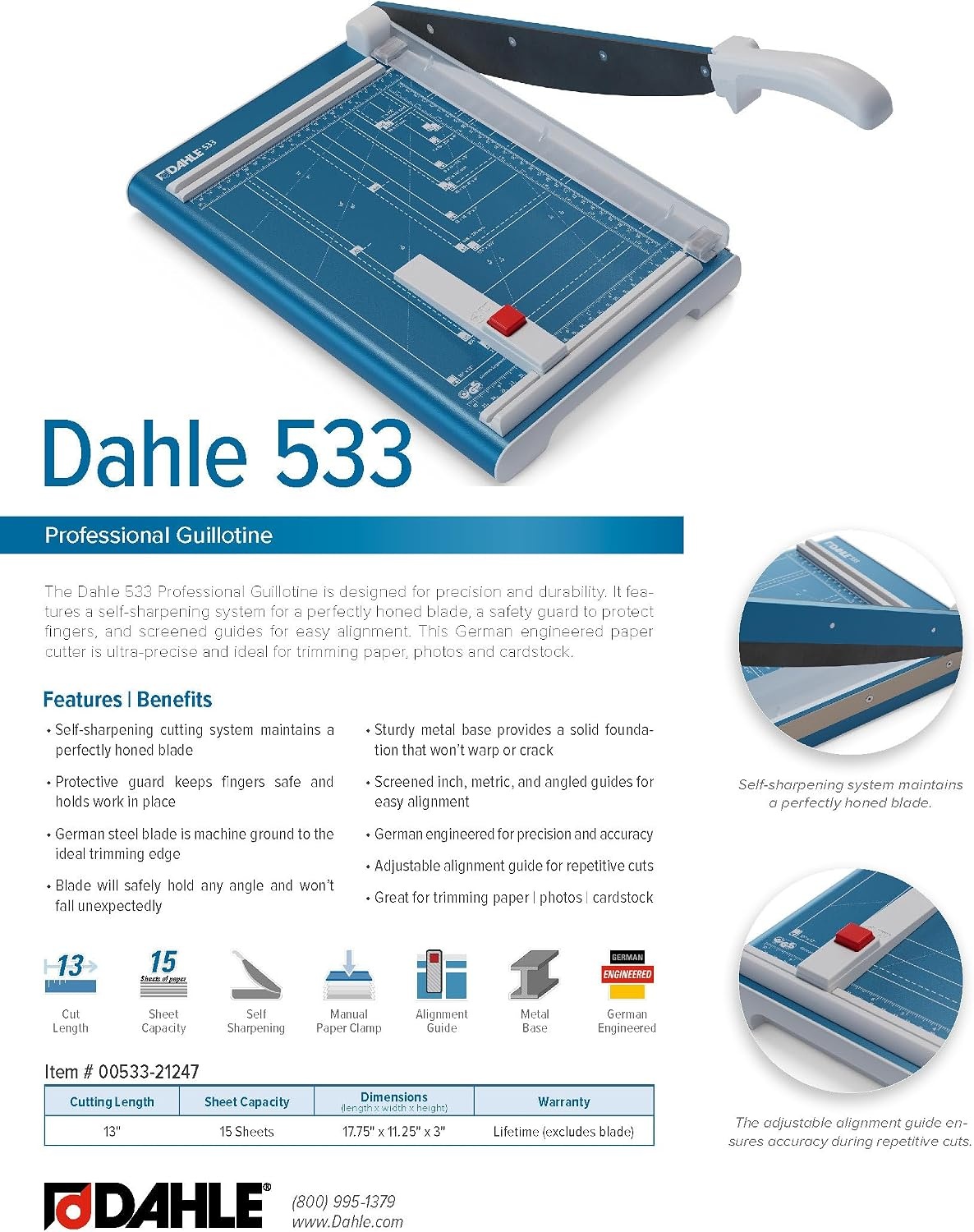 Dahle 533 hefboomsnijmachine blauw met snijlengte 340 mm