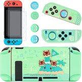 DLseego Hülle für Nintendo Switch OLED 2021,Animal Crossing Dockable PC Schutzhülle Anti-Kratzer Gehäuse mit 2 Gehärtetes Glas und 4 Daumenknüppelkappen Kompatibel mit Nintendo Switch OLED
