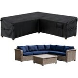 GOOGO Tuinmeubelhoezen waterdicht, 215 × 215 × 87 x 80 cm, 420D Oxford-stof terrasmeubelhoes met ventilatiepoorten, gespriemen en verstelbaar trekkoord, voor tuinmeubilair zitsets