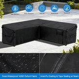 GOOGO Tuinmeubelhoezen waterdicht, 215 × 215 × 87 x 80 cm, 420D Oxford-stof terrasmeubelhoes met ventilatiepoorten, gespriemen en verstelbaar trekkoord, voor tuinmeubilair zitsets