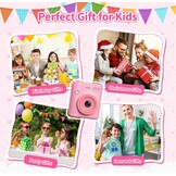 Gofunly Instant camera voor kinderen, digitale camera voor 3-12 jaar | 1080p videocamera, direct afdrukken, 32 GB kaart, 5 printpapier, cadeau voor jongens en meisjes (roze)