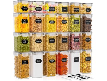 PurKeep 24 stuks luchtdichte voorraaddozen met deksel, BPA-vrij, keukenbewaardozen voor meel, suiker, korrels en bakaccessoires, 33,6 l