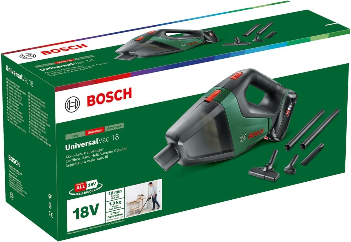 Bosch UniversalVac 18 Accustofzuiger - Klassiek groen - 18V - Zonder accu