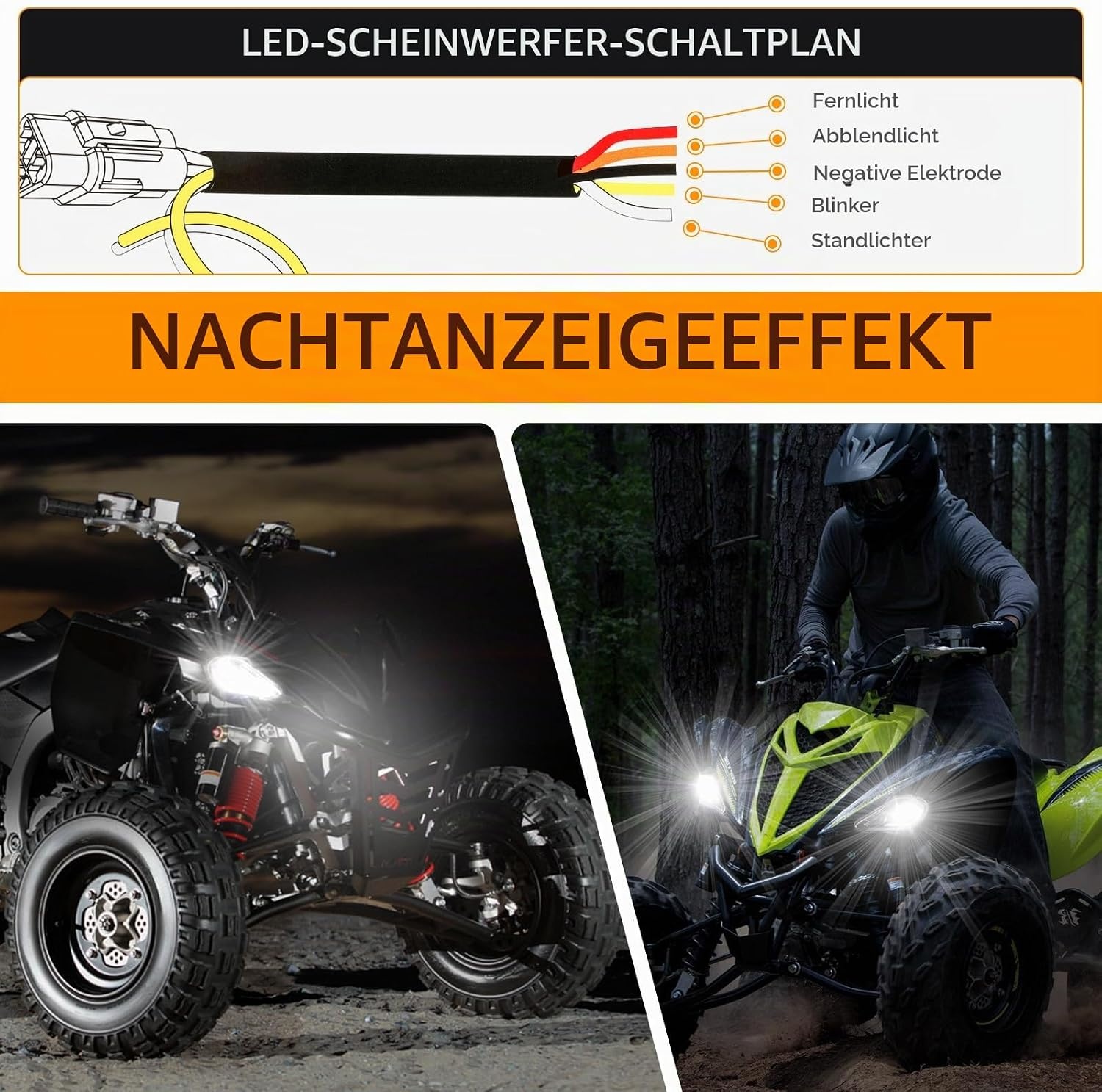 DREAMIZER 64W LED Koplampen voor Yamaha Raptor en YFZ - Set van 2 - Zwart