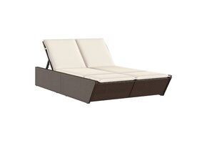 2-Persoons Ligbed met Kussens - Poly Rotan Bruin - 41% Korting