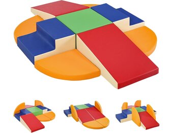 JungleDove Baby Soft Play Set: 9-delige PU-leren zachte speeltoestellen voor peuters - Kinderspeelset voor binnen - Cadeau voor jongens en meisjes