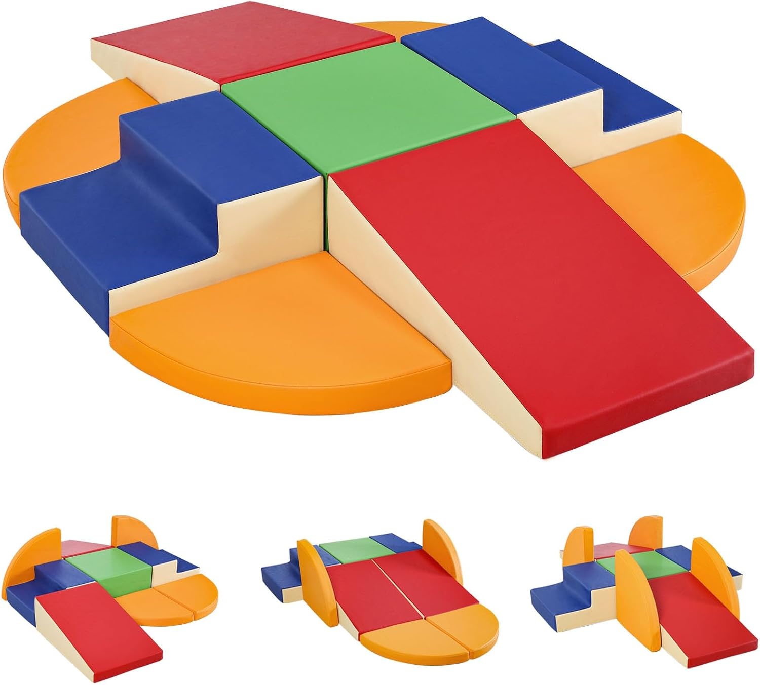 JungleDove Baby Soft Play Set: 9-delige PU-leren zachte speeltoestellen voor peuters - Kinderspeelset voor binnen - Cadeau voor jongens en meisjes