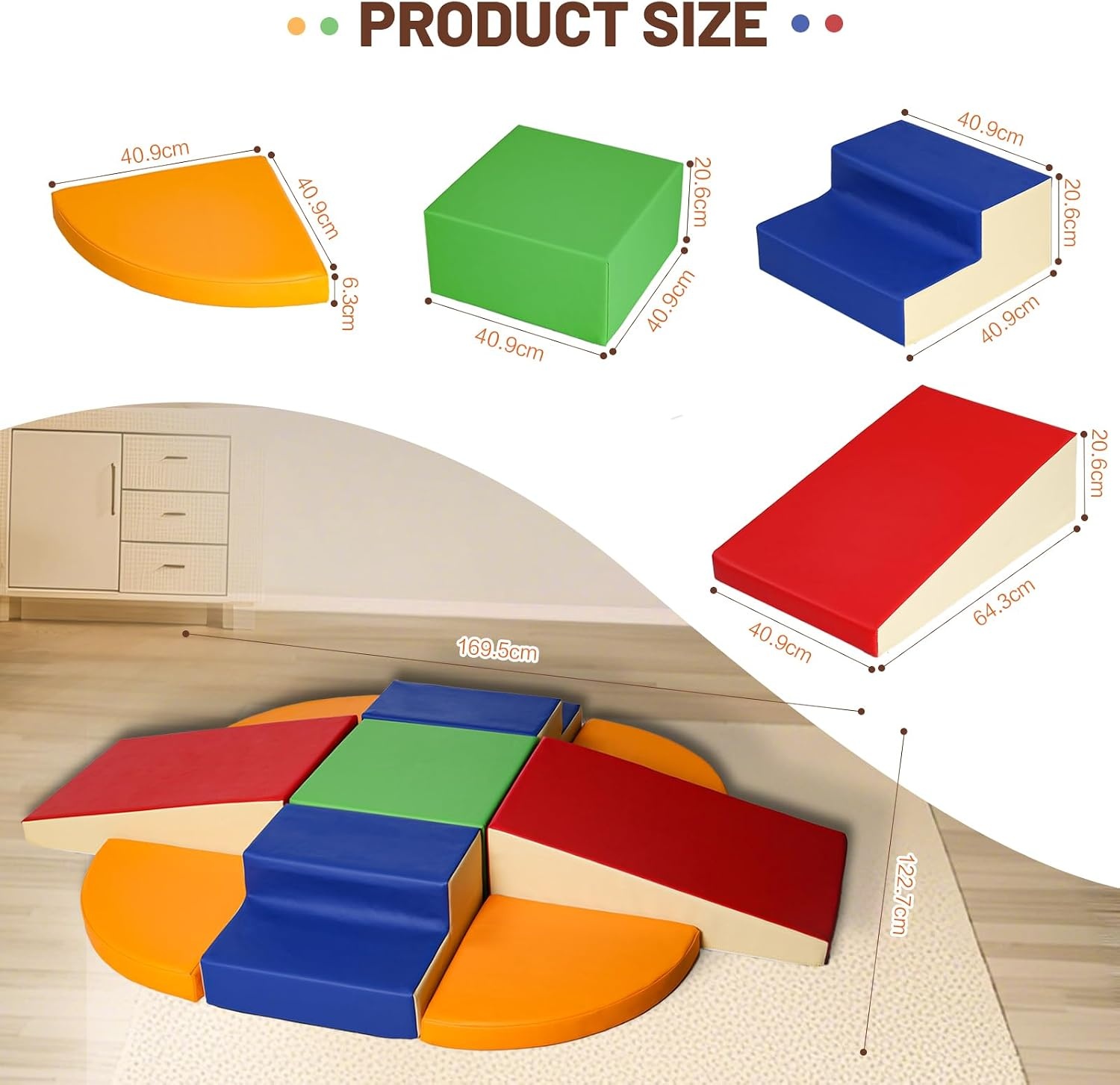 JungleDove Baby Soft Play Set: 9-delige PU-leren zachte speeltoestellen voor peuters - Kinderspeelset voor binnen - Cadeau voor jongens en meisjes