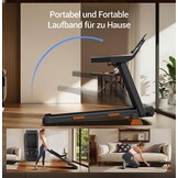 Lontek Loopband, inklapbaar, met 9% helling, inklapbare loopband, 12 km/u, elektrische loopband voor thuis, uitgerust met een motor van 3,0 pk en led-display, maximale belasting 136 kg