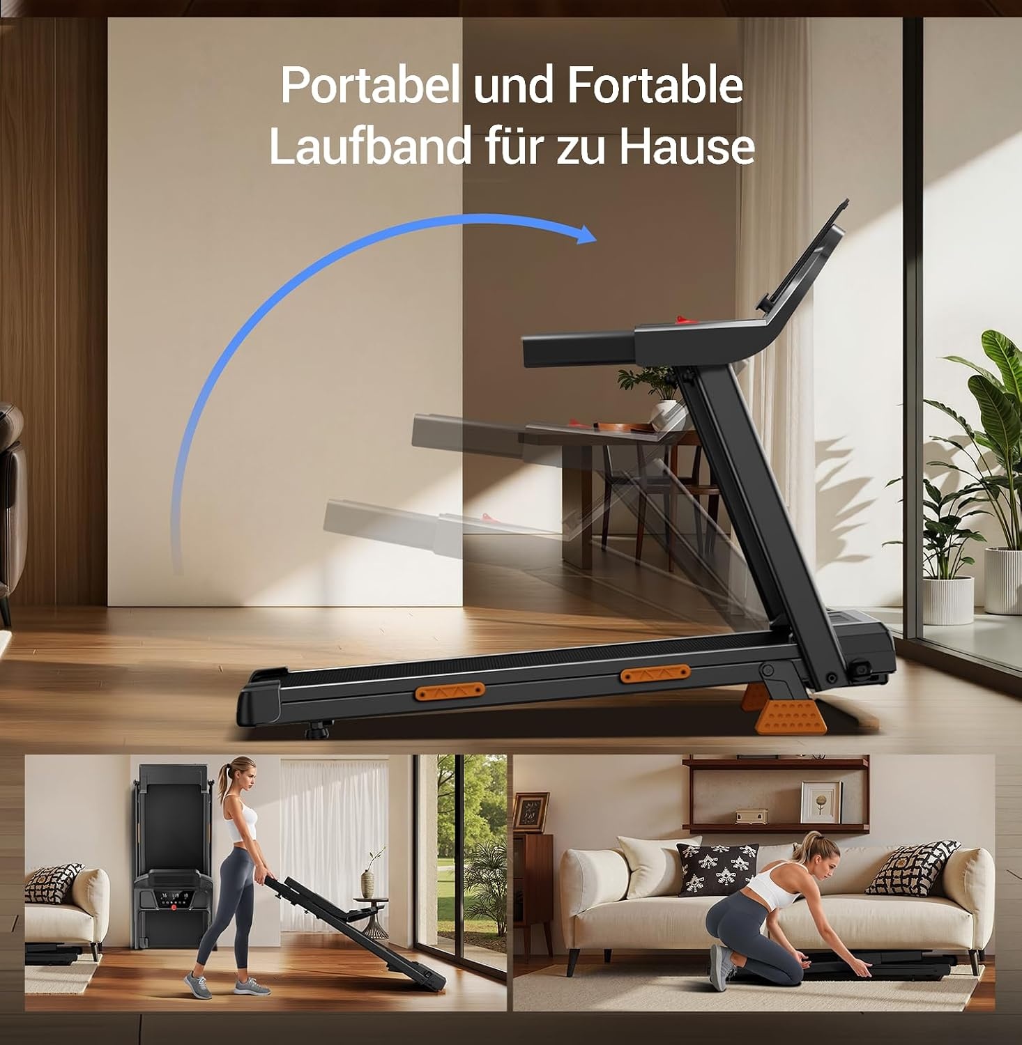 Lontek Loopband, inklapbaar, met 9% helling, inklapbare loopband, 12 km/u, elektrische loopband voor thuis, uitgerust met een motor van 3,0 pk en led-display, maximale belasting 136 kg